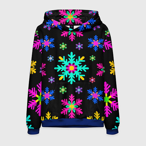 Мужская толстовка Снежинки ретро / 3D-Синий – фото 1