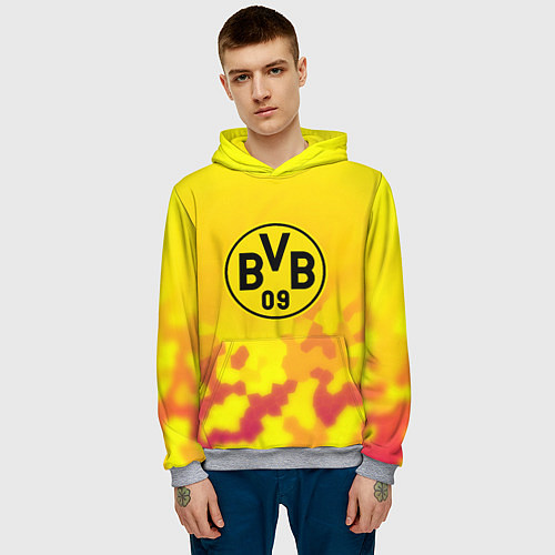 Мужская толстовка Borussia камуфляж желтый текстура / 3D-Меланж – фото 3