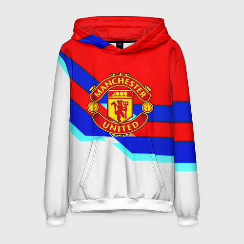 Мужская толстовка Манчестер Юнайтед полосы геометрия / 3D-Белый – фото 1