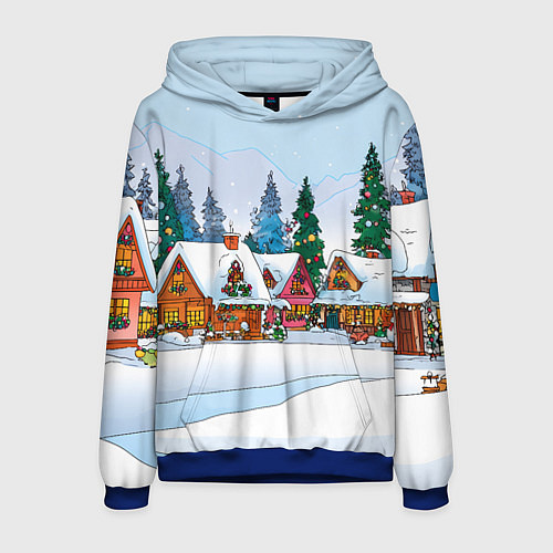 Мужская толстовка Новогодник дворик / 3D-Синий – фото 1