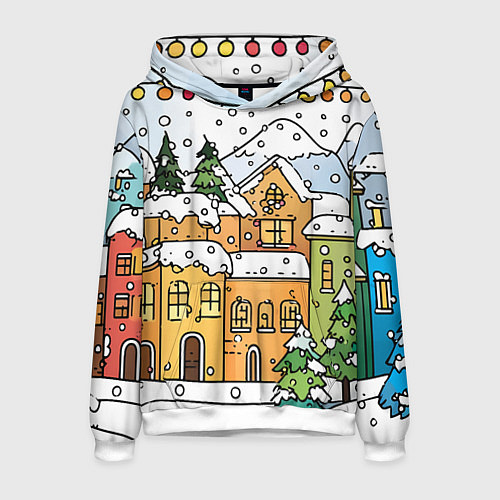 Мужская толстовка Новогодний снегопад / 3D-Белый – фото 1