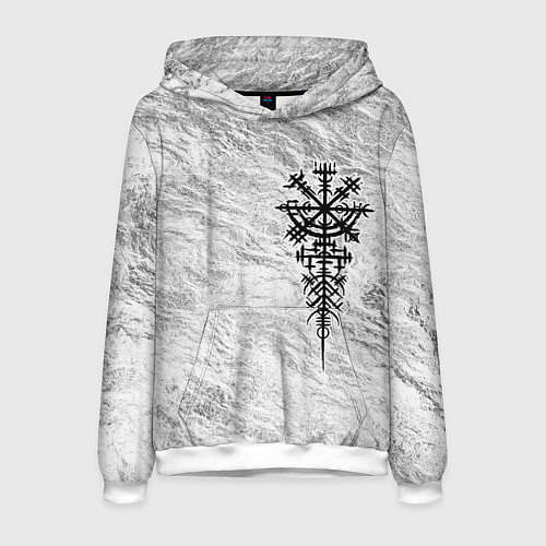Мужская толстовка Вегвизир - компас рун в виде става / 3D-Белый – фото 1