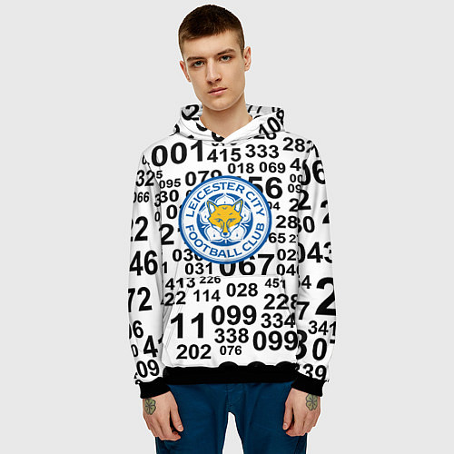 Мужская толстовка Лестер сити цифры символы / 3D-Черный – фото 3