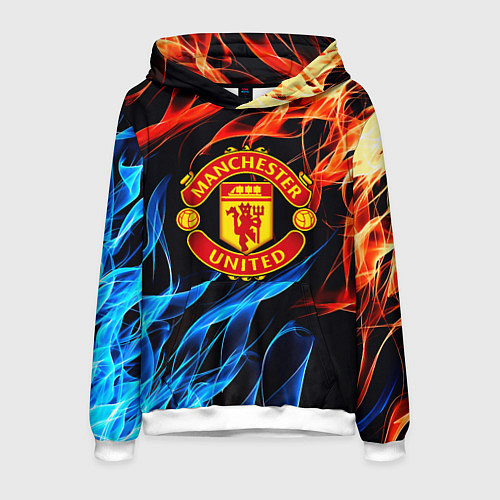 Мужская толстовка Манчестер Юнайтед огонь битва / 3D-Белый – фото 1