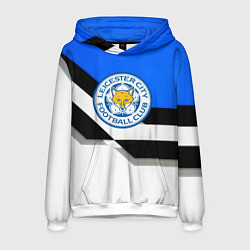 Толстовка-худи мужская Лестер сити геометрия полосы, цвет: 3D-белый