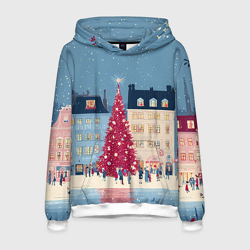 Мужская толстовка Новогоднее гуляние у красной елки / 3D-Белый – фото 1