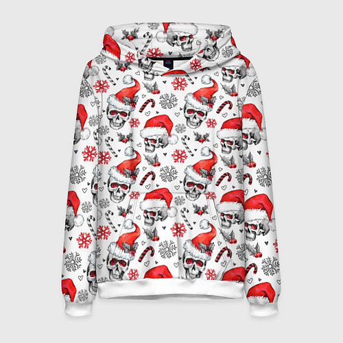 Мужская толстовка Новогодние черепа / 3D-Белый – фото 1