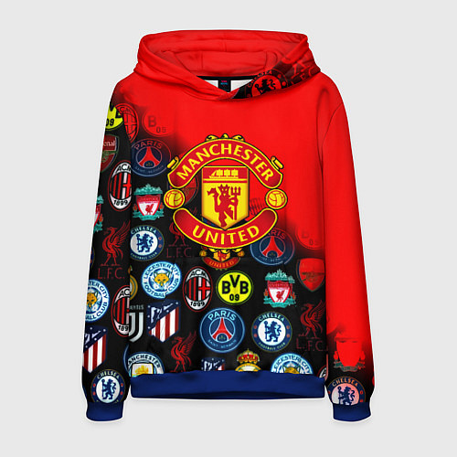 Мужская толстовка Манчестер Юнайтед логотипы команд / 3D-Синий – фото 1
