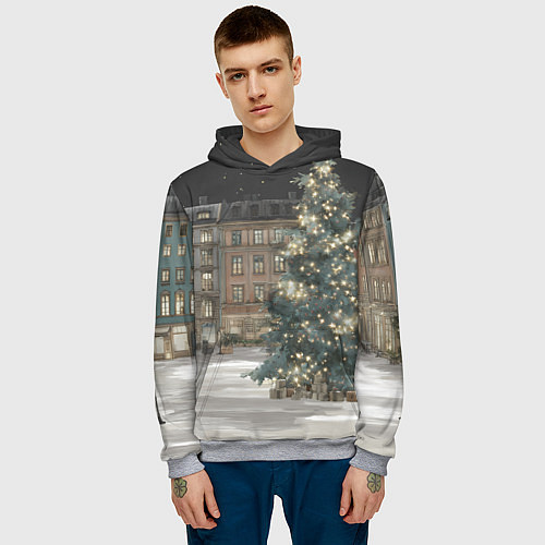 Мужская толстовка Елка во дворе / 3D-Меланж – фото 3