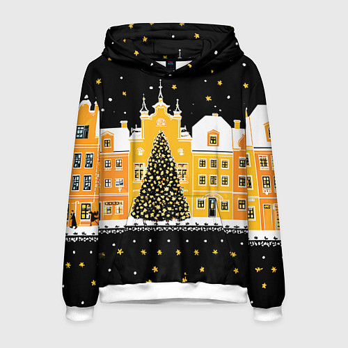 Мужская толстовка Новогодняя ночь в городе / 3D-Белый – фото 1