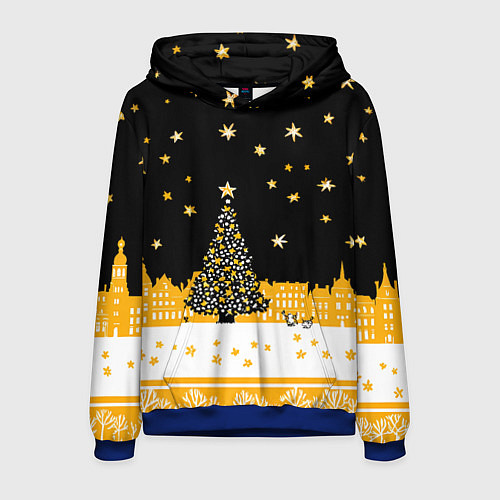 Мужская толстовка Новый год в черно-желтом стиле / 3D-Синий – фото 1