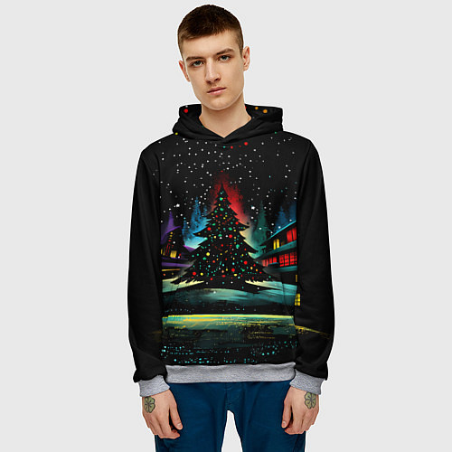 Мужская толстовка Новый год на черном фоне / 3D-Меланж – фото 3
