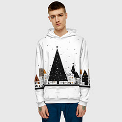 Толстовка-худи мужская Новый год - минимализм, цвет: 3D-белый — фото 2