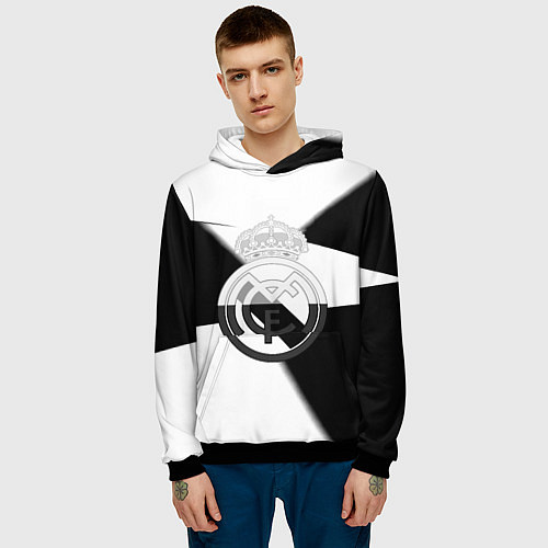 Мужская толстовка Реал Мадрид геометрия полосы / 3D-Черный – фото 3
