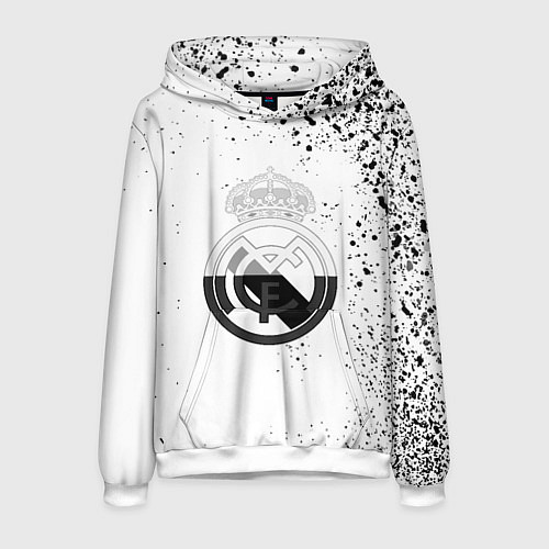 Мужская толстовка Реал Мадрид черно белые краски / 3D-Белый – фото 1