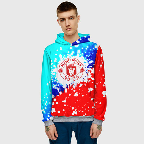 Мужская толстовка Манчестер Юнайтед неон / 3D-Меланж – фото 3