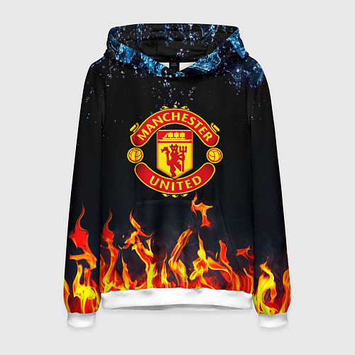 Мужская толстовка Манчестер Юнайтед лёд и огонь / 3D-Белый – фото 1
