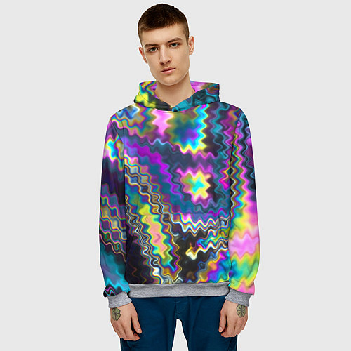Мужская толстовка Абстракция переливы / 3D-Меланж – фото 3
