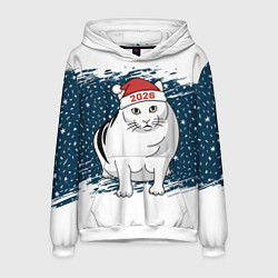 Толстовка-худи мужская Кот Бендер - 2026, цвет: 3D-белый