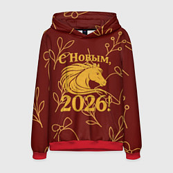 Толстовка-худи мужская С новым 2026 годом, цвет: 3D-красный