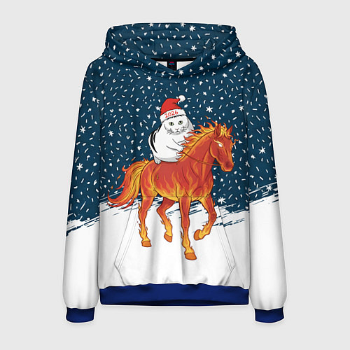 Мужская толстовка Кот Бендер и огненный конь - 2026 / 3D-Синий – фото 1