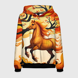 Толстовка-худи мужская Огненная лошадь в движении, цвет: 3D-черный