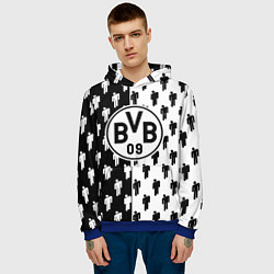 Толстовка-худи мужская Borussia черно белые люди, цвет: 3D-синий — фото 2