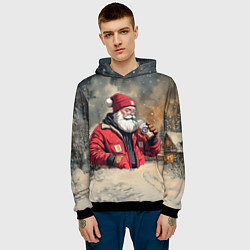 Толстовка-худи мужская Санта с капучино, цвет: 3D-черный — фото 2