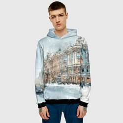 Толстовка-худи мужская Снежный день в Санкт-Петербурге, цвет: 3D-черный — фото 2