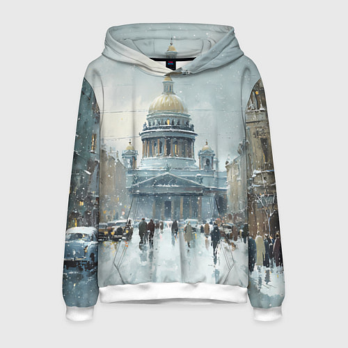 Мужская толстовка Санкт-Петербург зимний пейзаж / 3D-Белый – фото 1