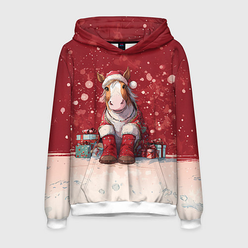 Мужская толстовка Лошадка в новогодних сапогах / 3D-Белый – фото 1