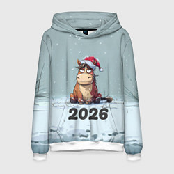 Толстовка-худи мужская Уставшая лошадка 2026, цвет: 3D-белый