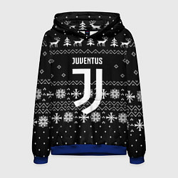 Толстовка-худи мужская Ювентус новый год текстура, цвет: 3D-синий