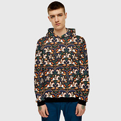 Толстовка-худи мужская Новогодние коты всадники на лошади, цвет: 3D-черный — фото 2