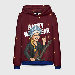 Толстовка-худи мужская Снегурочка рокерша, цвет: 3D-синий
