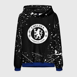 Толстовка-худи мужская Челси белые краски всплеск, цвет: 3D-синий