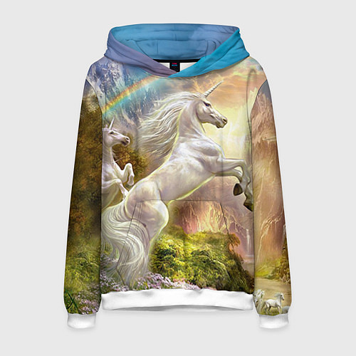 Мужская толстовка Радужный единорог / 3D-Белый – фото 1