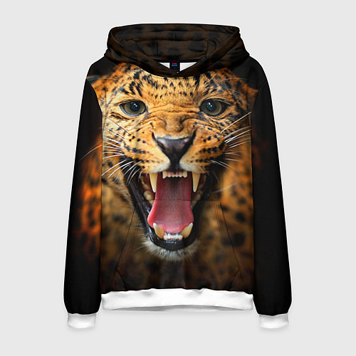Мужская толстовка Рык леопарда / 3D-Белый – фото 1