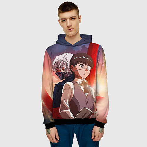 Мужская толстовка Токийский Гуль / 3D-Черный – фото 3