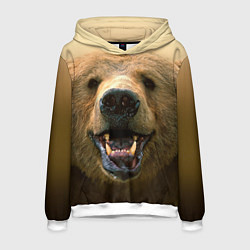 Толстовка-худи мужская Взгляд медведя, цвет: 3D-белый