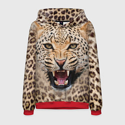 Толстовка-худи мужская Взгляд леопарда, цвет: 3D-красный