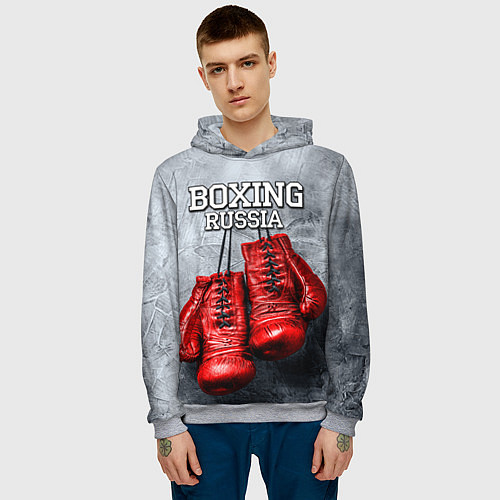 Мужская толстовка Boxing Russia / 3D-Меланж – фото 3