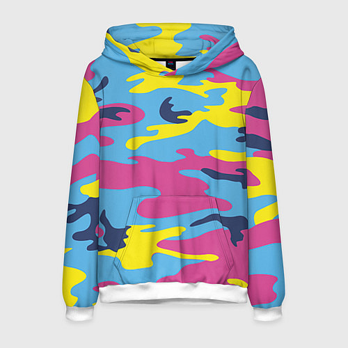 Мужская толстовка Камуфляж: голубой/розовый/желтый / 3D-Белый – фото 1