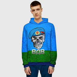 Толстовка-худи мужская Череп: ВДВ, цвет: 3D-синий — фото 2