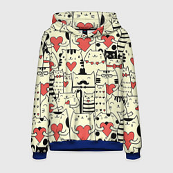 Толстовка-худи мужская Любящие котики, цвет: 3D-синий