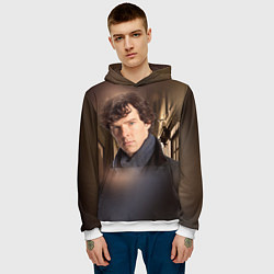 Толстовка-худи мужская Бенедикт Камбербэтч 1, цвет: 3D-белый — фото 2