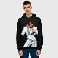 Толстовка-худи мужская Элвис поет, цвет: 3D-черный — фото 2