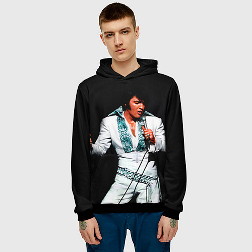 Мужская толстовка Элвис поет / 3D-Черный – фото 3