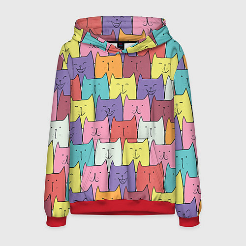 Мужская толстовка Котики / 3D-Красный – фото 1