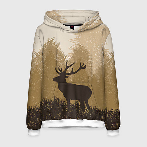 Мужская толстовка Олень на охоте / 3D-Белый – фото 1